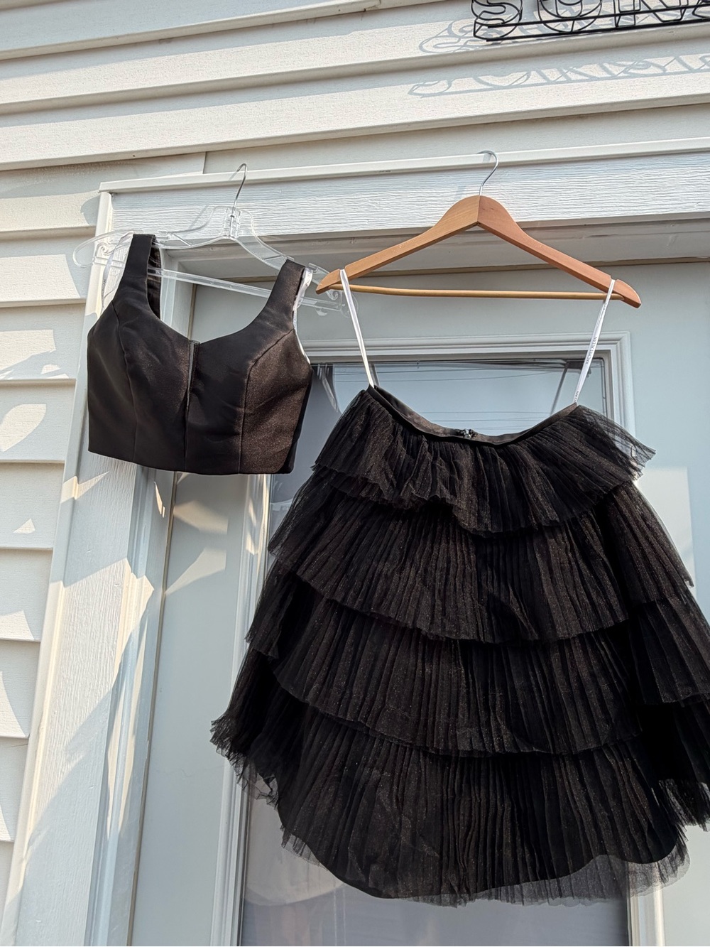 Rachel Allan Black Tiered Tulle Mini Skirt